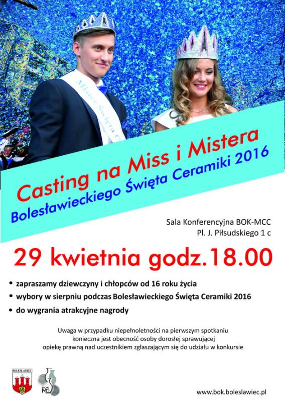 Casting na Miss i Mistera Bolesławieckiego Święta Ceramiki 2016