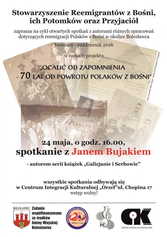 70 lat od powrotu Polaków z Bośni – spotkanie z Janem Bujakiem