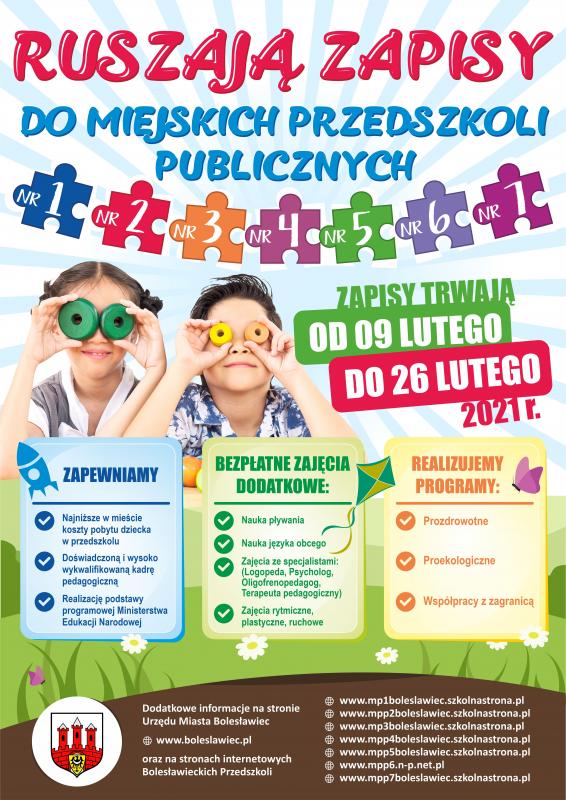 Od 9 lutego rusza elektroniczna rekrutacja do miejskich przedszkoli publicznych w Bolesawcu
